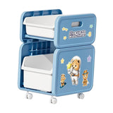Maxbell Cart with Caster Wheels 2 Tiers Backpack Organizer for Living Room Apartment Blue