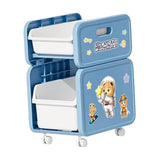Maxbell Cart with Caster Wheels 2 Tiers Backpack Organizer for Living Room Apartment Blue