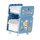 Maxbell Cart with Caster Wheels 2 Tiers Backpack Organizer for Living Room Apartment Blue