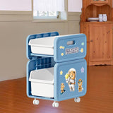 Maxbell Cart with Caster Wheels 2 Tiers Backpack Organizer for Living Room Apartment Blue