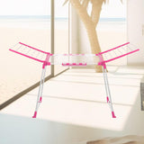 Maxbell Floor Standing Foldable Clothes Drying Rack for Yard Indoor Outdoor Bathroom Pink