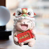 Maxbell Lucky Cat Figures Table Centerpiece Crafts Sculpture for Desk Cabinet Office red