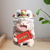 Maxbell Lucky Cat Figures Table Centerpiece Crafts Sculpture for Desk Cabinet Office red