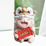 Maxbell Lucky Cat Figures Table Centerpiece Crafts Sculpture for Desk Cabinet Office red
