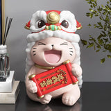 Maxbell Lucky Cat Figures Table Centerpiece Crafts Sculpture for Desk Cabinet Office red