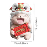 Maxbell Lucky Cat Figures Table Centerpiece Crafts Sculpture for Desk Cabinet Office red