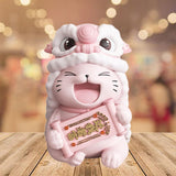 Maxbell Lucky Cat Figures Table Centerpiece Crafts Sculpture for Desk Cabinet Office pink