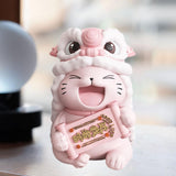 Maxbell Lucky Cat Figures Table Centerpiece Crafts Sculpture for Desk Cabinet Office pink