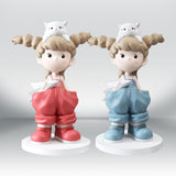 Maxbell Girl Statue Collectible Miniature Ornament for Living Room Fireplace Desktop Pink