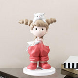 Maxbell Girl Statue Collectible Miniature Ornament for Living Room Fireplace Desktop Pink