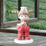 Maxbell Girl Statue Collectible Miniature Ornament for Living Room Fireplace Desktop Pink