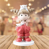 Maxbell Girl Statue Collectible Miniature Ornament for Living Room Fireplace Desktop Pink