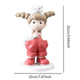 Maxbell Girl Statue Collectible Miniature Ornament for Living Room Fireplace Desktop Pink