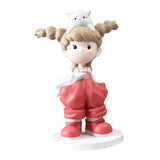 Maxbell Girl Statue Collectible Miniature Ornament for Living Room Fireplace Desktop Pink