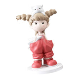 Maxbell Girl Statue Collectible Miniature Ornament for Living Room Fireplace Desktop Pink