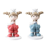 Maxbell Girl Statue Collectible Miniature Ornament for Living Room Fireplace Desktop Pink