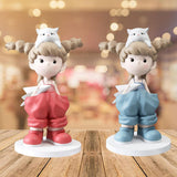 Maxbell Girl Statue Collectible Miniature Ornament for Living Room Fireplace Desktop Pink