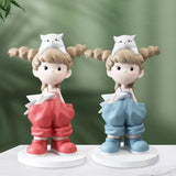 Maxbell Girl Statue Collectible Miniature Ornament for Living Room Fireplace Desktop Pink