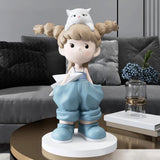 Maxbell Girl Statue Collectible Miniature Ornament for Living Room Fireplace Desktop Blue