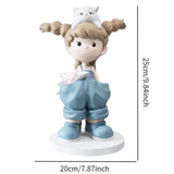 Maxbell Girl Statue Collectible Miniature Ornament for Living Room Fireplace Desktop Blue