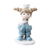 Maxbell Girl Statue Collectible Miniature Ornament for Living Room Fireplace Desktop Blue