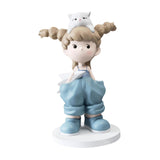 Maxbell Girl Statue Collectible Miniature Ornament for Living Room Fireplace Desktop Blue