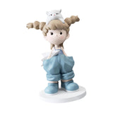 Maxbell Girl Statue Collectible Miniature Ornament for Living Room Fireplace Desktop Blue