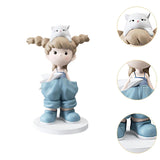 Maxbell Girl Statue Collectible Miniature Ornament for Living Room Fireplace Desktop Blue