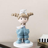 Maxbell Girl Statue Collectible Miniature Ornament for Living Room Fireplace Desktop Blue