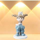 Maxbell Girl Statue Collectible Miniature Ornament for Living Room Fireplace Desktop Blue