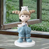 Maxbell Girl Statue Collectible Miniature Ornament for Living Room Fireplace Desktop Blue