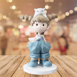 Maxbell Girl Statue Collectible Miniature Ornament for Living Room Fireplace Desktop Blue