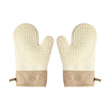 Maxbell Silicone Oven Mitts Easy to Use Kitchen Mitts for Barbecue Camping Microwave 28 cmx18 cm Beige