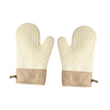 Maxbell Silicone Oven Mitts Easy to Use Kitchen Mitts for Barbecue Camping Microwave 28 cmx18 cm Beige