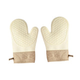 Maxbell Silicone Oven Mitts Easy to Use Kitchen Mitts for Barbecue Camping Microwave 28 cmx18 cm Beige