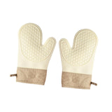 Maxbell Silicone Oven Mitts Easy to Use Kitchen Mitts for Barbecue Camping Microwave 28 cmx18 cm Beige