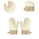 Maxbell Silicone Oven Mitts Easy to Use Kitchen Mitts for Barbecue Camping Microwave 28 cmx18 cm Beige