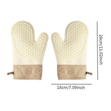 Maxbell Silicone Oven Mitts Easy to Use Kitchen Mitts for Barbecue Camping Microwave 28 cmx18 cm Beige