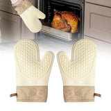 Maxbell Silicone Oven Mitts Easy to Use Kitchen Mitts for Barbecue Camping Microwave 28 cmx18 cm Beige