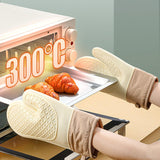 Maxbell Silicone Oven Mitts Easy to Use Kitchen Mitts for Barbecue Camping Microwave 28 cmx18 cm Beige