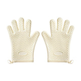 Maxbell Silicone Oven Mitts Easy to Use Kitchen Mitts for Barbecue Camping Microwave 27.5 cmx20 cm Beige