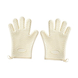 Maxbell Silicone Oven Mitts Easy to Use Kitchen Mitts for Barbecue Camping Microwave 27.5 cmx20 cm Beige