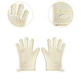 Maxbell Silicone Oven Mitts Easy to Use Kitchen Mitts for Barbecue Camping Microwave 27.5 cmx20 cm Beige