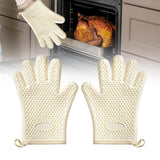 Maxbell Silicone Oven Mitts Easy to Use Kitchen Mitts for Barbecue Camping Microwave 27.5 cmx20 cm Beige