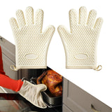 Maxbell Silicone Oven Mitts Easy to Use Kitchen Mitts for Barbecue Camping Microwave 27.5 cmx20 cm Beige