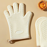 Maxbell Silicone Oven Mitts Easy to Use Kitchen Mitts for Barbecue Camping Microwave 27.5 cmx20 cm Beige