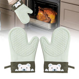 Maxbell Silicone Oven Mitts Easy to Use Kitchen Mitts for Barbecue Camping Microwave 28 cmx18 cm Green