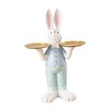 Maxbell Rabbit Statue Multifunctional Key Storage Tray for Tabletop Bedroom Entryway White Male