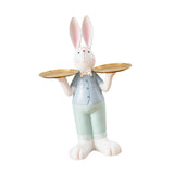 Maxbell Rabbit Statue Multifunctional Key Storage Tray for Tabletop Bedroom Entryway White Male