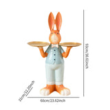 Maxbell Rabbit Statue Multifunctional Key Storage Tray for Tabletop Bedroom Entryway Orange Male